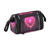 Trousse à crayons en vinyle avec poignée pour la Saint-Valentin Motif cœurs Pêche Grande capacité Pour adultes Pour étudiant collège