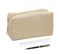 Trousse à crayons esthétique | Stylos scolaires Pochette en velours côtelé - Porte-stylo Papeterie pour Marker Classroom School Bureau Femmes Filles Enseignant Collège Étudiant, couleur crème, se