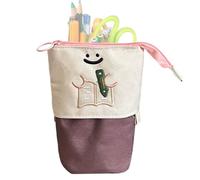 Trousse à crayons et stylos droit,Poche à fermeture éclair extensible avec design télescopique,Trousse à crayons à fermeture éclair pliable avec motif de livre - Convient pour l'école, la maison, les