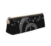 Trousse à crayons et trousse à maquillage en cuir PVC avec motif notes de musique colorées avec fermeture éclair pour l'école, le bureau, les voyages, Note de musique cœur, One Size, Cartable