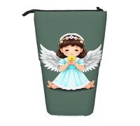 Trousse à crayons extensible avec support mignon petit ange, tissu Oxford multi-design, hauteur réglable, trousse à maquillage multi-usage