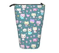 Trousse à crayons extensible avec support mignon petit renard, tissu Oxford multi-design, hauteur réglable, trousse à maquillage multi-usage