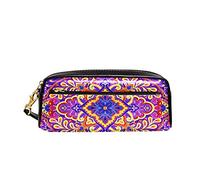 Trousse À Crayons Fleur De Mandala en Forme De Diamant Vintage Étui À Crayons Portable Trousse Grande Capacité Sac Porte-Stylo pour Adolescent Scolaires Garçon