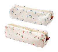 Trousse à crayons fleurie, solution de rangement portable pour les essentiels de bureau féminins, en coton avec fermeture éclair lisse, idéale