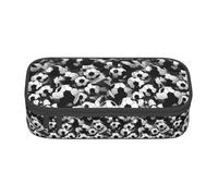 Trousse à crayons fonctionnelle à la mode avec motif ballon de football noir et blanc, pratique pour ranger vos produits de toilette et maquillage