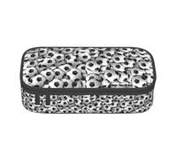 Trousse à crayons fonctionnelle à la mode avec motif ballon de football noir et blanc, pratique pour ranger vos produits de toilette et maquillage