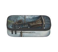 Trousse à crayons fonctionnelle à la mode avec motif bateau viking - Pratique - Rangement quotidien - Maquillage et articles de toilette