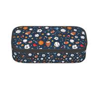 Trousse à crayons fonctionnelle avec imprimé baseball, basketball, football, hockey - Pratique - Utilisation quotidienne - Rangement de maquillage et articles de toilette