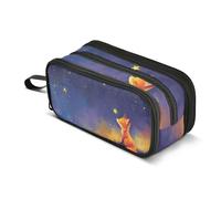 Trousse à crayons Fox Under The Starry Night - Grande capacité - Pour garçons et filles - 3 compartiments - Pour l'école, le bureau, le travail, Renard sous la nuit étoilée, Taille unique, Mallette