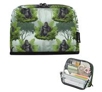 Trousse à crayons Gorilles Vert forêt tropicale avec fermeture éclair Grande trousse à crayons pour adolescentes et filles Grande capacité Organiseur de rentrée scolaire