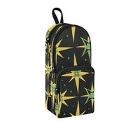 Trousse à crayons graffiti, grande capacité avec compartiment pour étudiants, cartable d'école, papeterie, marqueur pour l'école, le bureau, le travail, Graffiti étoiles vertes et jaunes, Taille