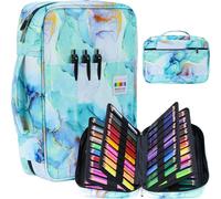 Trousse À Crayons Grande Capacité 300 Fentes Étui Organisation Scolaire Oxford Imperméable Avec Poignée Pour Stylos Feutres Pinceaux (Vert)