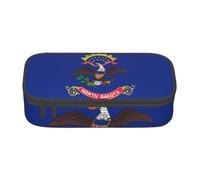 Trousse à crayons grande capacité avec fermeture éclair Motif drapeau du Dakota du Nord, Noir , Taille unique, Valise