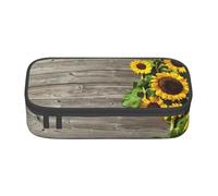 Trousse à crayons grande capacité avec fermeture éclair sur le thème des plantes et tournesol pour garçons filles étudiants école, Noir , Taille unique, Valise