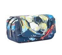 Trousse à Crayons Grande Capacité avec Motif Football Trousse Scolaire avec Compartiment et Rabat Boîte à Crayons avec Fermeture Éclair Organisateur de Papeterie Cadeau Rentrée pour Étudiant, Motif A