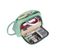 Trousse à Crayons Grande Capacité Porte-crayons à Stylos Trousse à Maquillage Organisateur de Rangement de Fournitures avec Poignée pour école étudiant Garçon Fille (Vert)