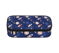 Trousse à crayons grande capacité Rokets et Space Planets Pochette à stylo scolaire bleue pour garçons filles enfants Sac à crayons de rangement à double compartiment avec étui à crayons à fermeture