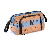 Trousse à crayons Halloween avec chat noir et araignée - Grande capacité - Multifonctionnel - Pour école préparatoire des enfants