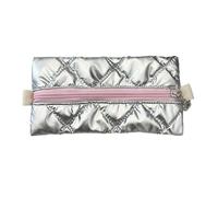 Trousse à crayons haute capacité avec nœud imprimé nœud - Grande capacité - Sac de rangement pour stylos de voyage - Pour le bureau, l'école, les organiseurs en cuir synthétique, Argenté., D