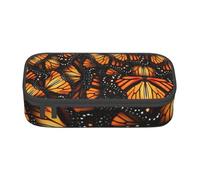 Trousse à crayons Heaps of Orange Monarque Papillons - Grande capacité - Pour fournitures scolaires et de bureau, Noir , Taille unique, Trousse de maquillage