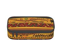 Trousse à crayons imprimée avec motif national africain abstrait pour filles et garçons, grande capacité pour étudiants, artistes, école, bureau, collège, Noir , Taille unique, Cartable