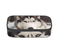 Trousse à crayons imprimée chien Husky pour filles et garçons, grande capacité pour stylos et trousse de maquillage pour étudiants, artistes, école, bureau, collège, Noir , Taille unique, Cartable