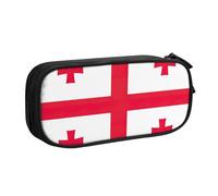 Trousse à crayons imprimée drapeau de la Géorgie pour cosmétiques, outils artistiques, fournitures pour étudiants, enseignants, utilisation polyvalente, Noir , Taille unique, Ensemble cartable