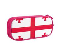 Trousse à crayons imprimée drapeau de la Géorgie pour cosmétiques, outils artistiques, fournitures pour étudiants, enseignants, utilisation polyvalente, rose, Taille unique, Ensemble cartable