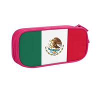 Trousse à crayons imprimée drapeau du Mexique pour cosmétiques, outils artistiques, fournitures pour étudiants, enseignants, utilisation polyvalente, rose, Taille unique, Ensemble cartable