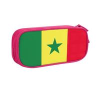 Trousse à crayons imprimée drapeau du Sénégal pour cosmétiques, outils artistiques, fournitures pour étudiants, enseignants, utilisation polyvalente, rose, Taille unique, Ensemble cartable