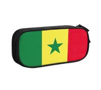 Trousse à crayons imprimée drapeau du Sénégal pour cosmétiques, outils artistiques, fournitures pour étudiants, enseignants, utilisation polyvalente, Noir , Taille unique, Ensemble cartable