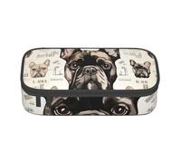 Trousse à crayons imprimée « I Love French Bulldog » pour filles et garçons, grande capacité pour stylos et trousse de maquillage pour étudiants, artistes, école, bureau, collège, Noir , Taille