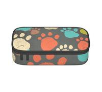 Trousse à crayons imprimée pattes de chien pour filles et garçons, grande capacité pour stylos et trousse de maquillage pour étudiants, artistes, école, bureau, collège, Noir , Taille unique, Cartable