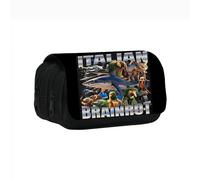 Trousse à crayons italienne avec porte-clés, 24,9 cm, double fermeture éclair, grande capacité, trousse à maquillage pour fans de dessins animés, garçons et filles., a, 16in, Trousse à crayons Anime