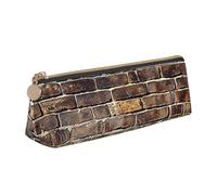 Trousse à crayons japonaise avec fermeture éclair et motif floral - En cuir PVC - Triangle - Trousse de maquillage - Pochette à stylos, Fond mural de briques industrielles, Taille unique, Cartable