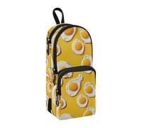 Trousse à crayons jaune avec compartiment pour étudiants, cartable d'école, papeterie, marqueur pour l'école, le bureau, le travail, Œufs au plat jaunes, Taille unique, Mallette