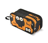 Trousse à crayons Kawaii avec fermeture éclair pour garçons, adolescents, filles, fournitures de bureau pour adultes, motif chouettes noires, orange, 22,5 x 9 x 11 cm