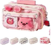 Trousse à crayons Kawaii de dessin animé - Organiseur de stylos portable de grande capacité avec design à 9 couches pour bureau, voyage et accessoires de bureau - Pochette de papeterie esthétique et