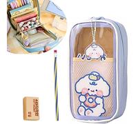 Trousse à crayons Kawaii, mignon ours lapin Kawaii trousse à crayons, trousse à crayons transparente grande capacité ours, jolie trousse à crayons fournitures scolaires for filles garçons étudiants ad
