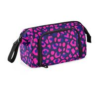 Trousse à crayons légère de grande capacité pour crayons - Motif léopard - Bleu et rose - Pour école primaire Preppy Cartucheras escolares para lapices pequena