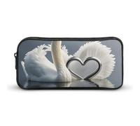 Trousse à crayons légère en forme de cygne d'amour et de cœur, grande capacité, organiseur de papeterie de bureau, blanc, 22*12*5cm, Trousse à crayons