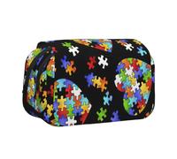 Trousse à crayons légère et élégante pour la sensibilisation à l'autisme, pièces de puzzle, motif cœur, trousse de toilette de grande capacité pour voyage, bureau, maquillage