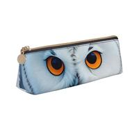 Trousse à crayons légère et spacieuse avec motif hibou enneigé, grande capacité, triangulaire, fermeture éclair pour outils d'écriture, blanc, Taille unique