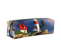 Trousse à crayons mexicaine en cuir avec fermeture éclair, grande capacité, durable, pratique, portable, Peinture diamant phare, Taille unique