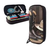 Trousse à crayons mignon coq poules imprimée grande capacité trousse à crayons trousse à crayons simple organisateur de papeterie pour bureau voyage boîte de support, Bottes western de cowboy noires,
