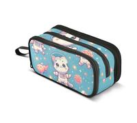 Trousse à crayons mignonne avec motif chaton et étoiles, grande capacité pour garçons et filles, trousse à crayons à 3 compartiments pour étudiants, papeterie, marqueur pour l'école, le bureau, le