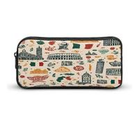Trousse à crayons mignonne avec symboles et monuments italiens, pochette mu