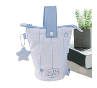 Trousse à crayons mignonne en coton de dessin animé, organisateur de boîte de pochette pour stylos à crayons, Trousse à crayons avec accessoire étoile en peluche, Sangle à poignée amovible, porte-cray