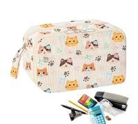 Trousse à crayons mignonne | Trousse de toilette avec compartiments - Grande capacité - Organisateur de maquillage pour stylo, maître, ciseaux - Caoutchouc - Classes d'art - Voyage, école, bureau