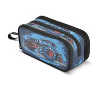 Trousse à crayons Monster Truck de grande capacité, 3 compartiments, grande boîte à crayons pour garçons et filles, organisateur de rangement scolaire